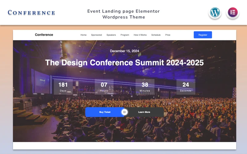 Conference Website Template for WordPress (Elementor)